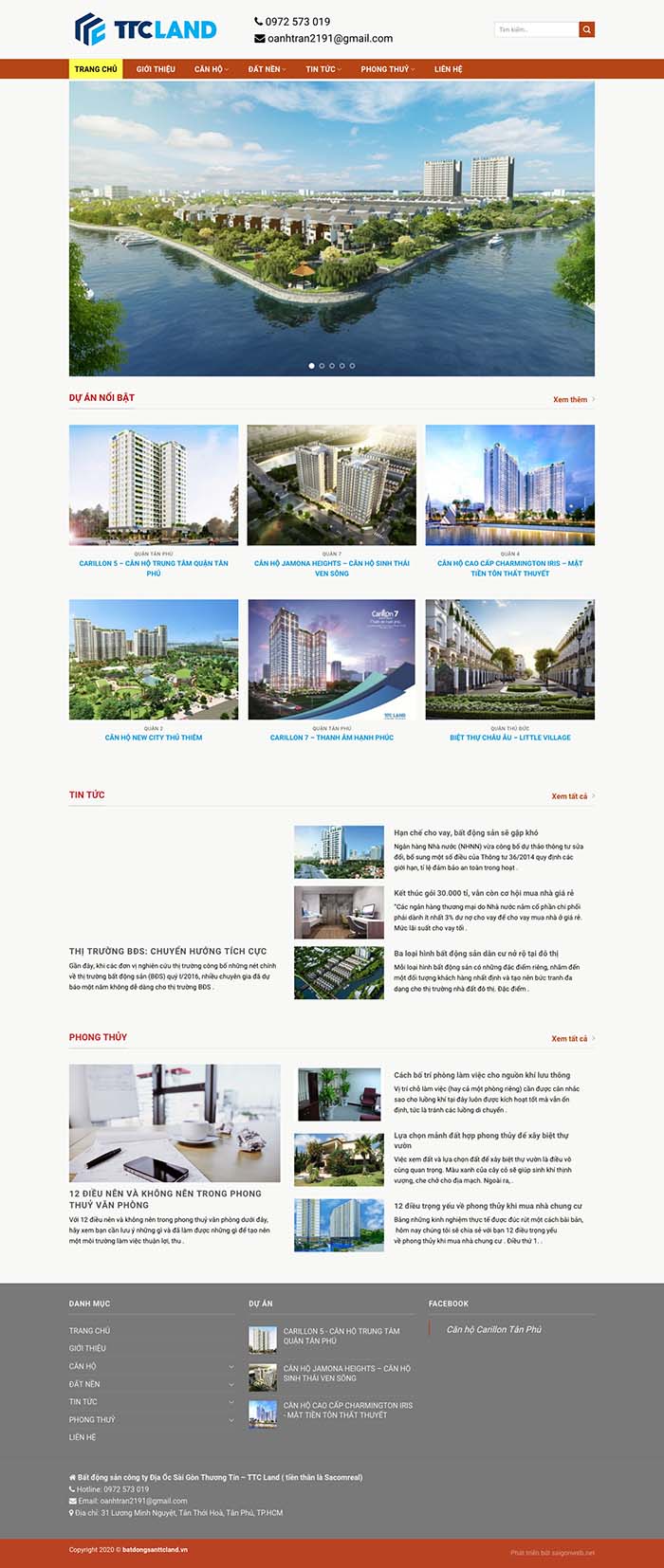 Ảnh chụp toàn trang giao diện website bất động sản TTC Land B101