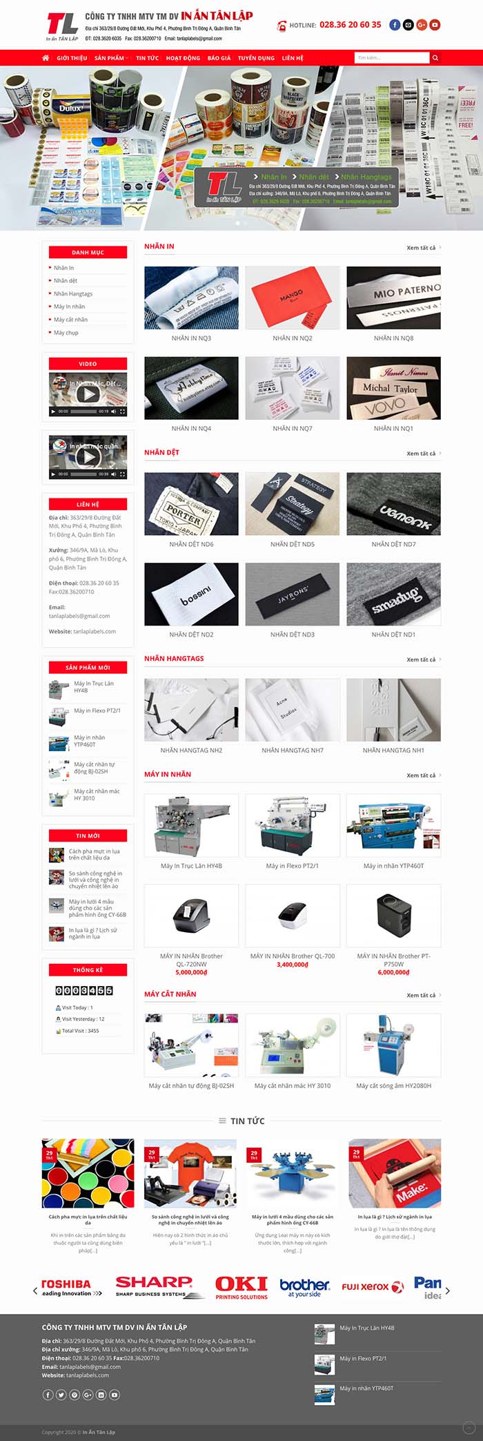 Ảnh chụp toàn trang giao diện website công ty dịch vụ in ấn D505