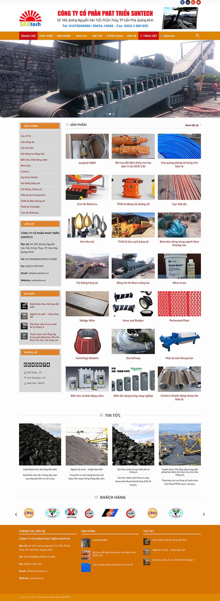 Ảnh chụp toàn trang giao diện website thiết bị than khoáng sản H103