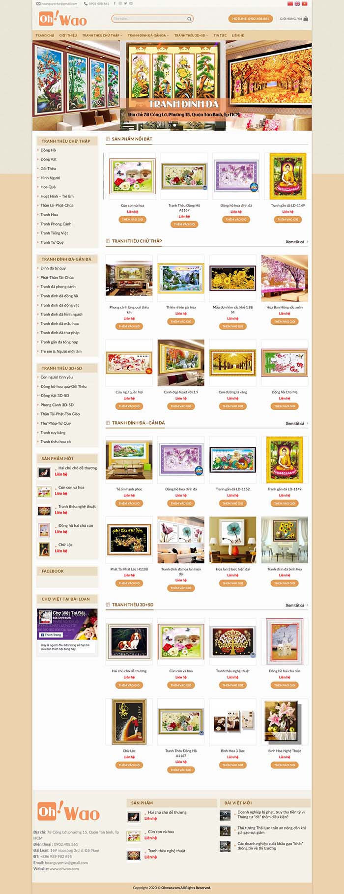 Ảnh chụp toàn trang giao diện website tranh thêu chữ thập H107