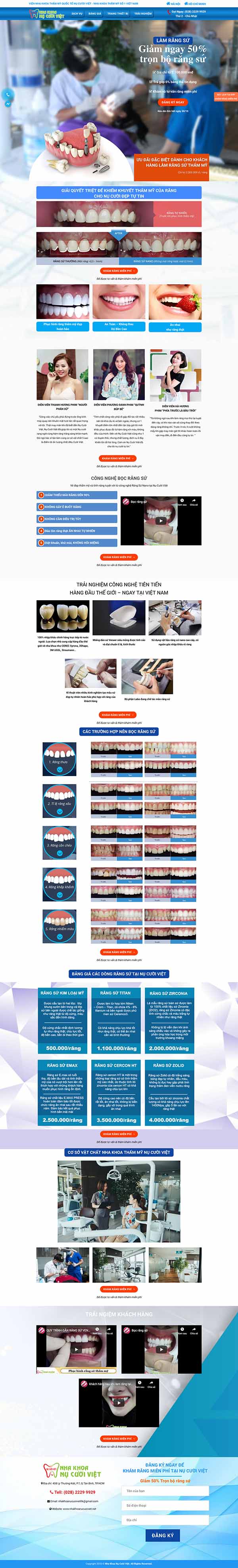 Ảnh chụp toàn trang giao diện Landing Page nha khoa L901