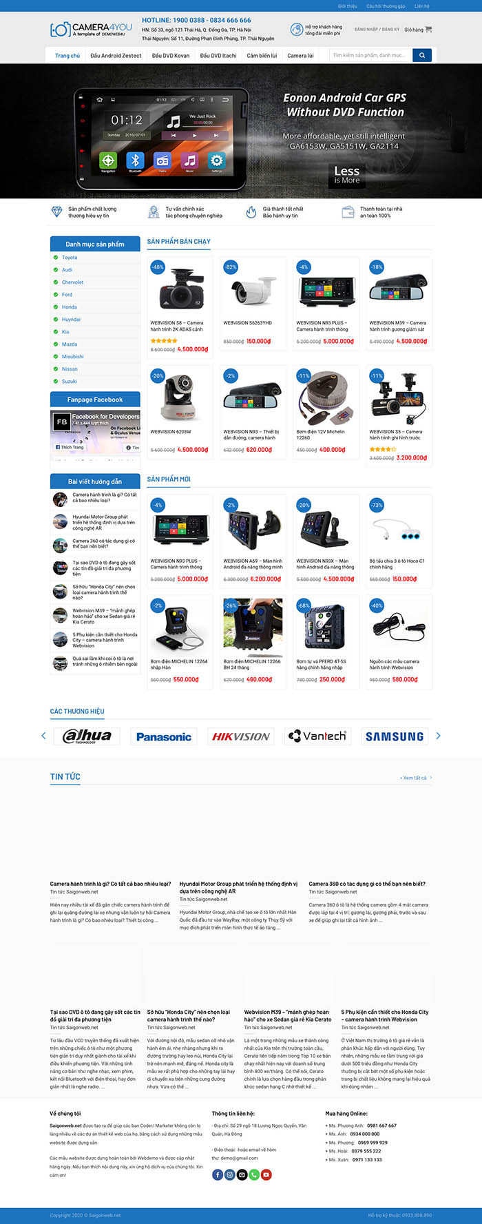 Ảnh chụp toàn trang giao diện website bán hàng camera H115