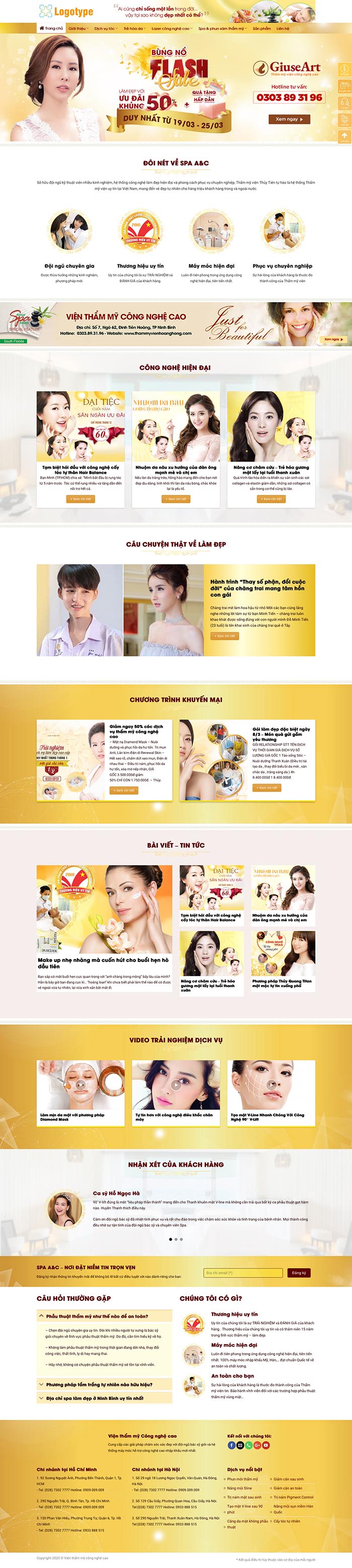 Ảnh chụp toàn trang giao diện website Spa viện thẩm mỹ D528