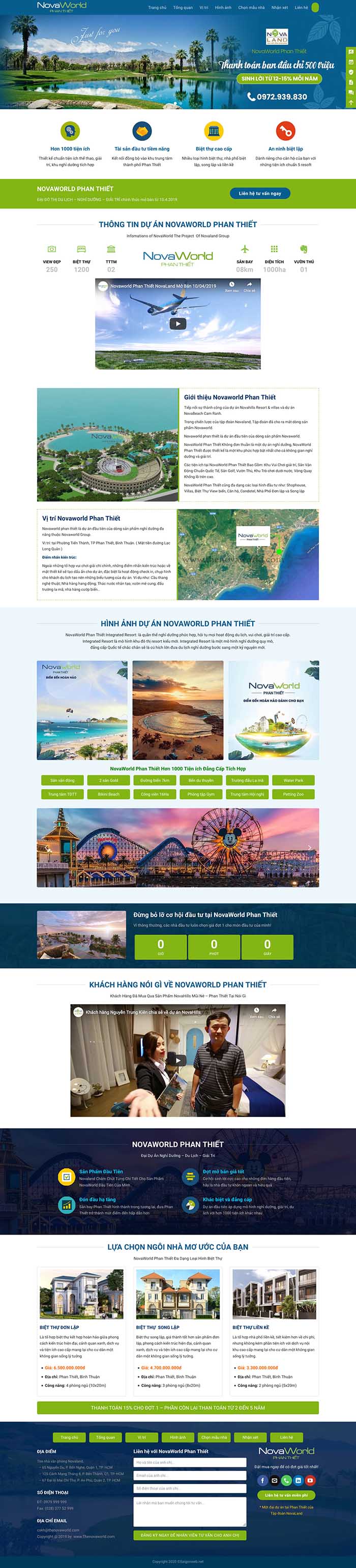 Ảnh chụp toàn trang giao diện website bất động sản Phan Thiết B103