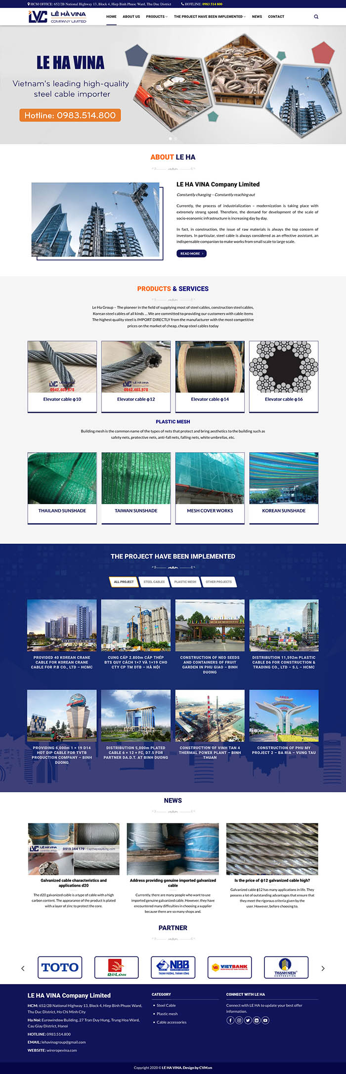 Ảnh chụp toàn trang giao diện website công ty cáp thép D540
