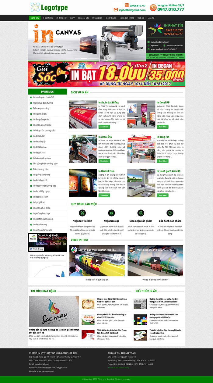 Ảnh chụp toàn trang giao diện web công ty in ấn giá rẻ D515