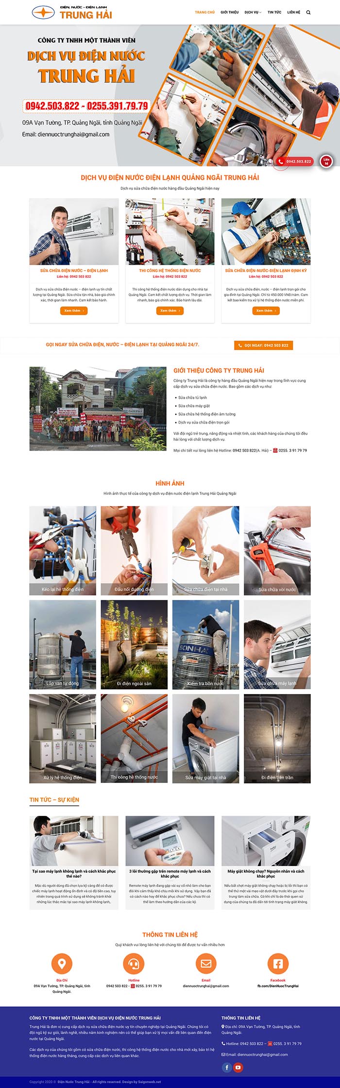 Ảnh chụp toàn trang giao diện website sửa chữa điện nước D532