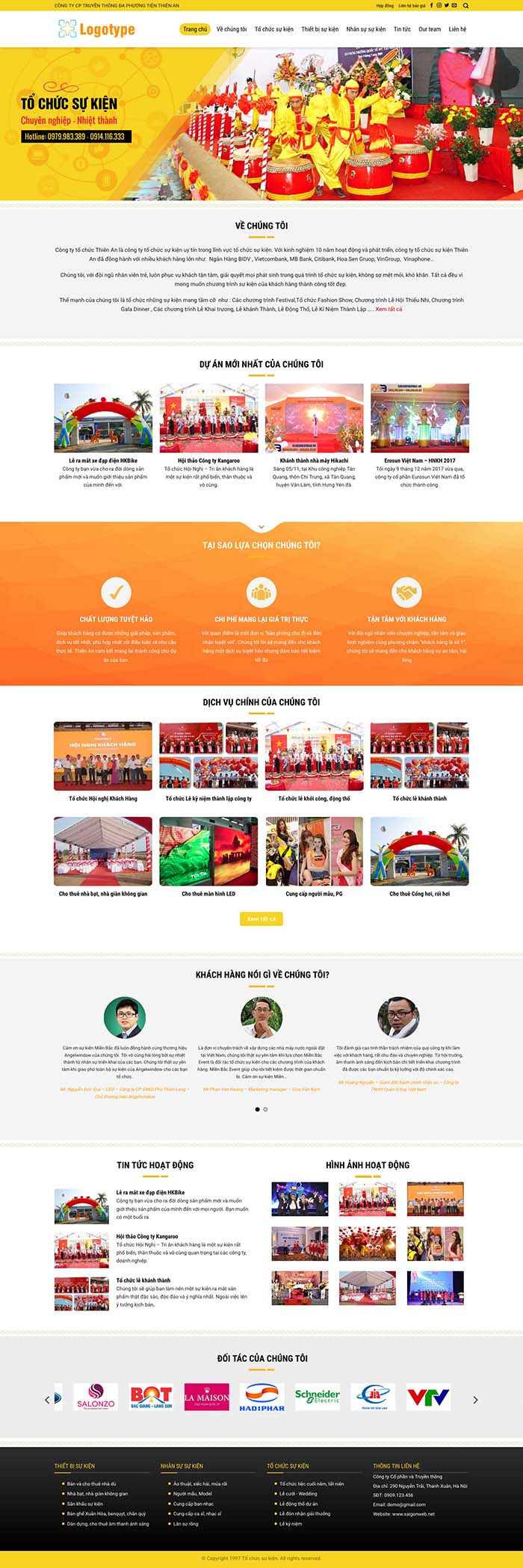 Ảnh chụp toàn trang giao diện website công ty tổ chức sự kiện D508