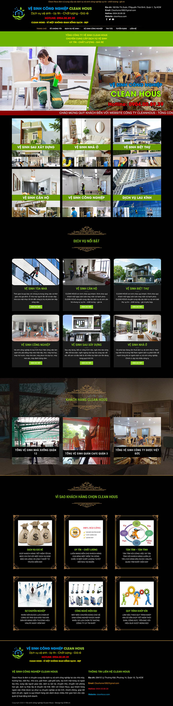 Ảnh chụp toàn trang giao diện website công ty vệ sinh công nghiệp D547