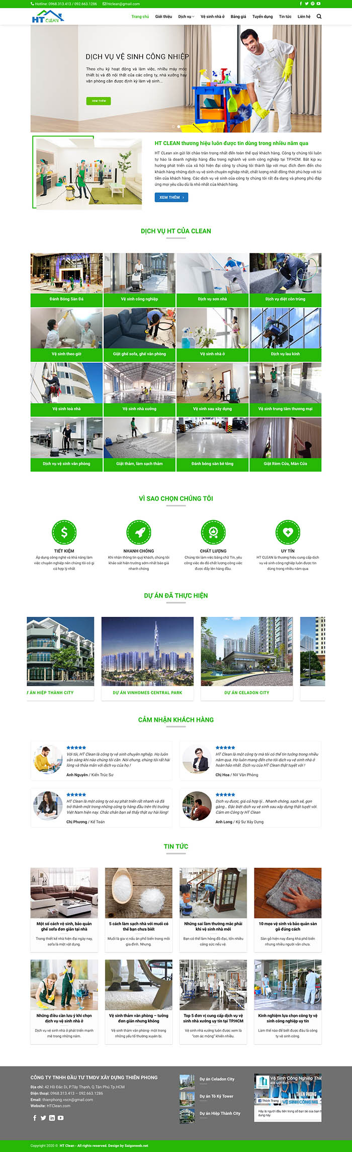 Ảnh chụp toàn trang giao diện website công ty vệ sinh công nghiệp D546
