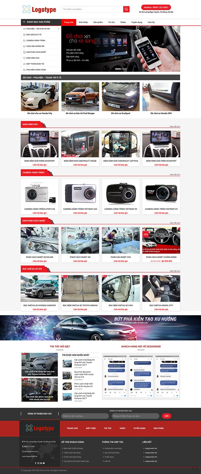 Ảnh chụp toàn trang giao diện website bán đồ chơi xe hơi H128