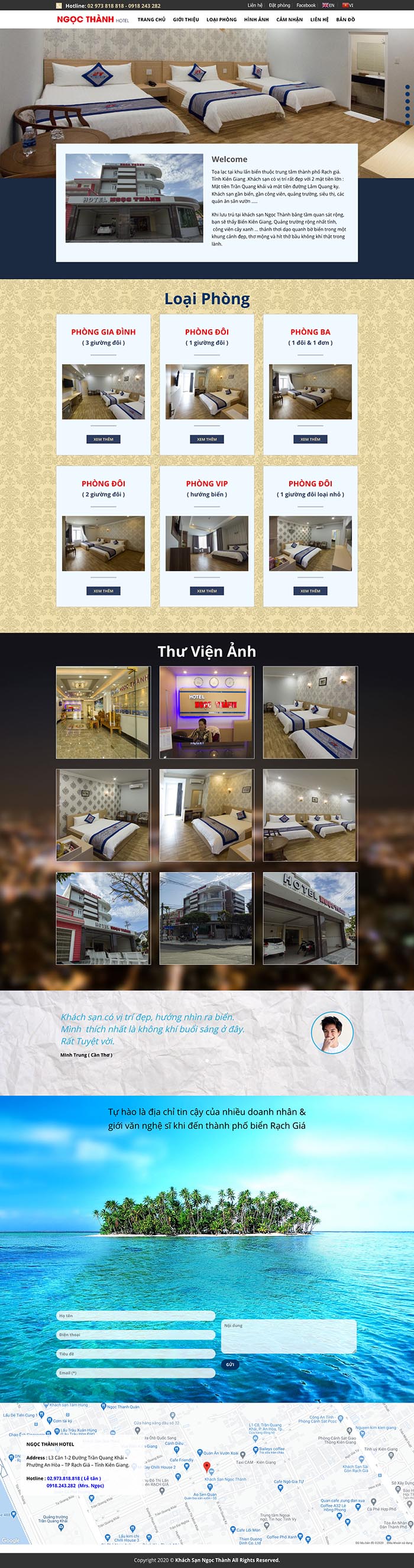 Ảnh chụp toàn trang giao diện website khách sạn Kiên Giang K103