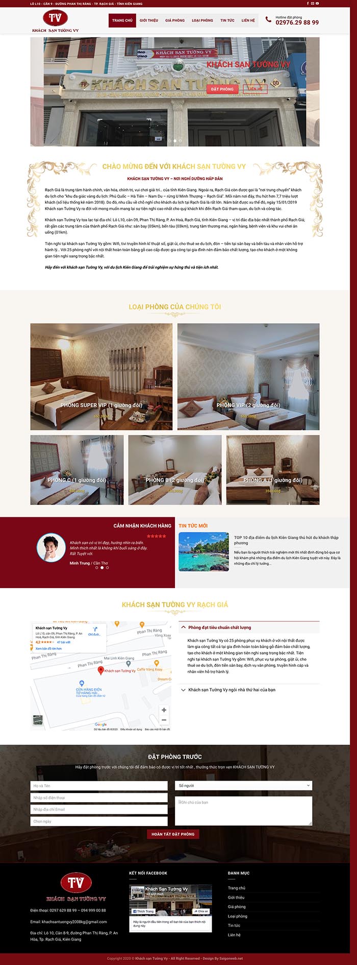 Ảnh chụp toàn trang giao diện website khách sạn Rạch Giá Kiên Giang K104