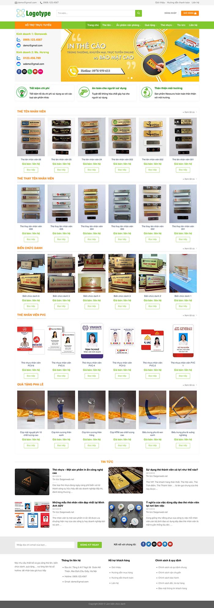 Ảnh chụp toàn trang giao diện website làm thẻ nhân viên H131