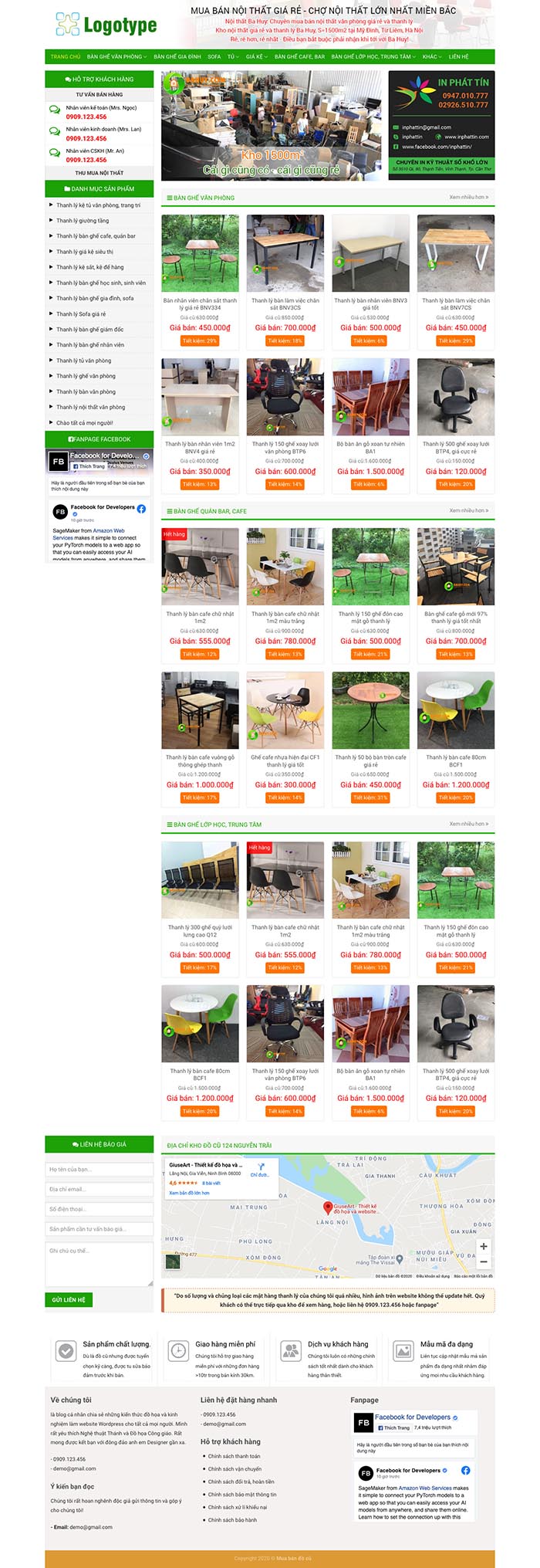 Ảnh chụp toàn trang giao diện website mua bán đồ nội thất K101