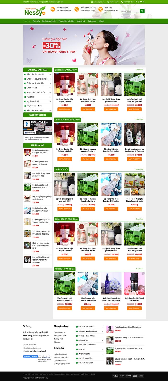 Ảnh chụp toàn trang giao diện web bán mỹ phẩm cao cấp M103
