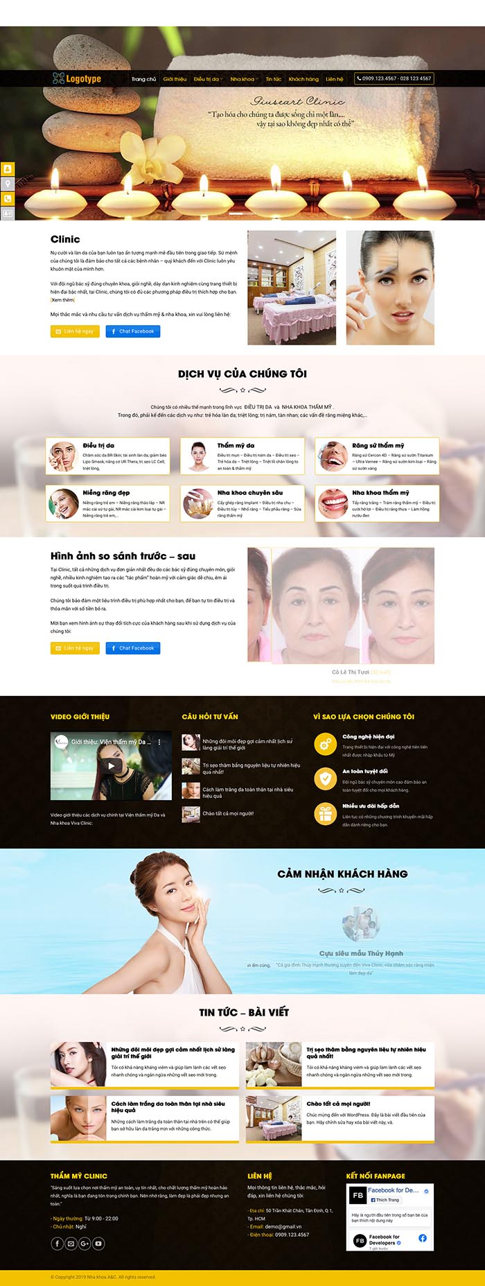 Ảnh chụp toàn trang giao diện website Spa thẩm mỹ làm đẹp D519