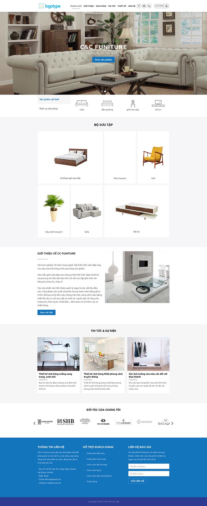 Ảnh chụp toàn trang giao diện website bán đồ nội thất H130