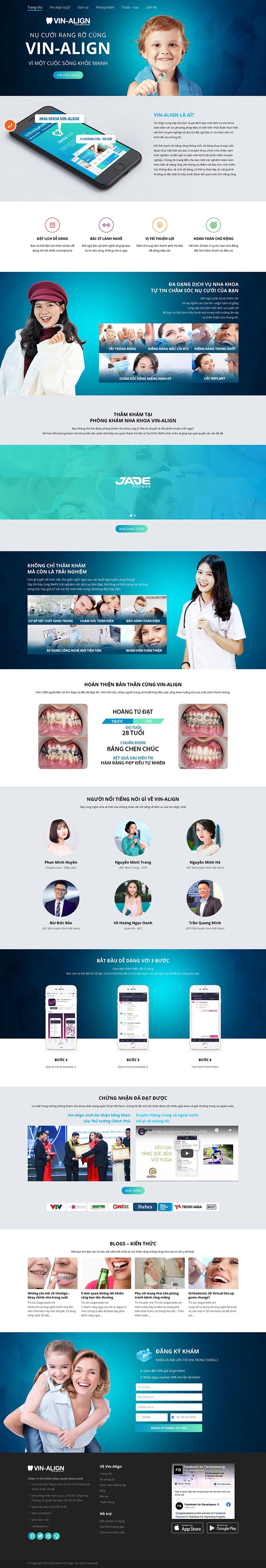 Ảnh chụp toàn trang giao diện website phòng khám nha khoa D518