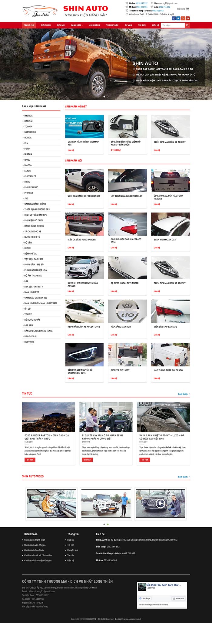 Ảnh chụp toàn trang giao diện website bán phụ kiện ô tô H139
