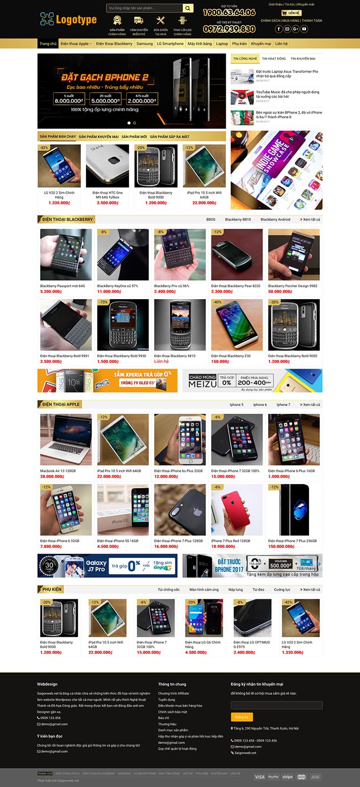 Ảnh chụp toàn trang giao diện website siêu thị điện máy chính hãng H118