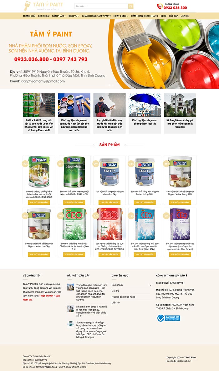 Ảnh chụp toàn trang giao diện website công ty sơn sửa nhà D531