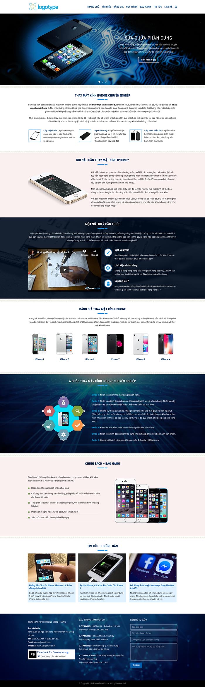 Ảnh chụp toàn trang giao diện website sửa chữa iPhone D511