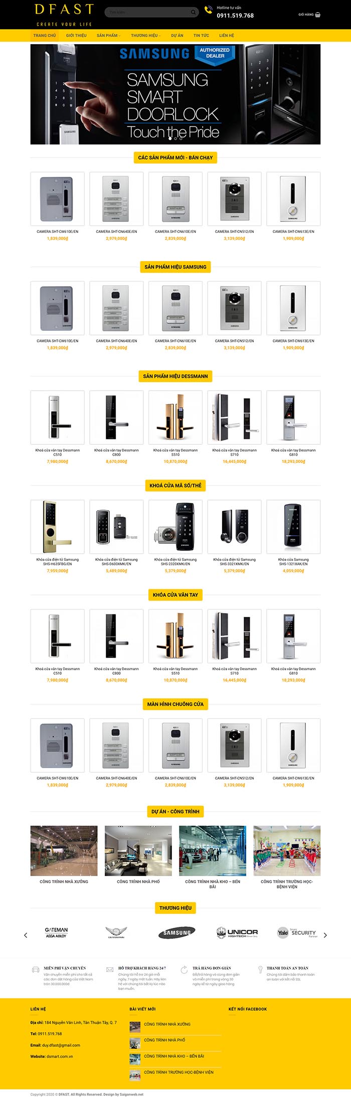 Ảnh chụp toàn trang giao diện website khoá cửa thông minh H137