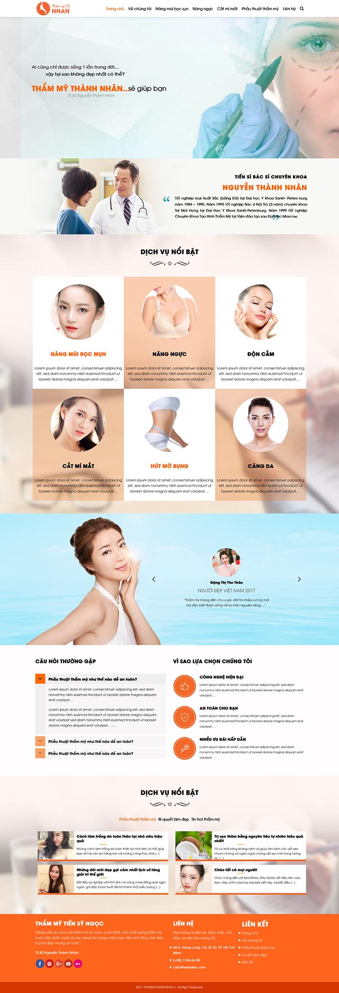Ảnh chụp toàn trang giao diện website thẩm mỹ viện làm đẹp M101