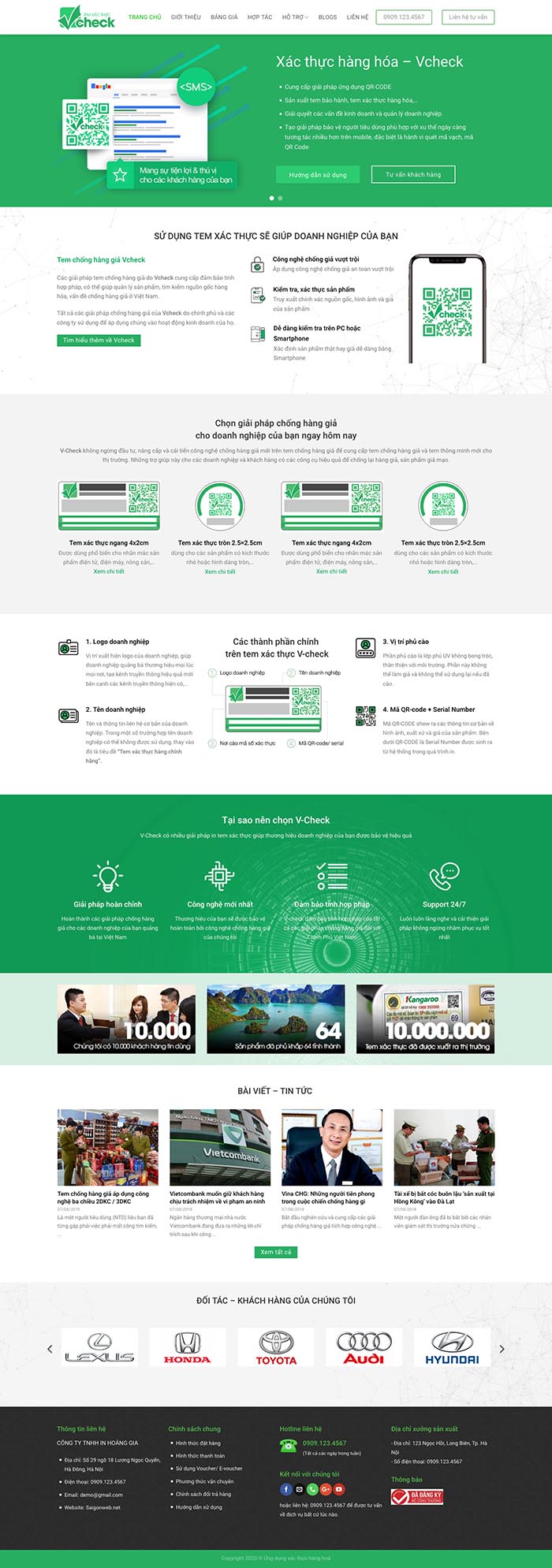 Ảnh chụp toàn trang giao diện website ứng dụng check mã hàng hoá D524