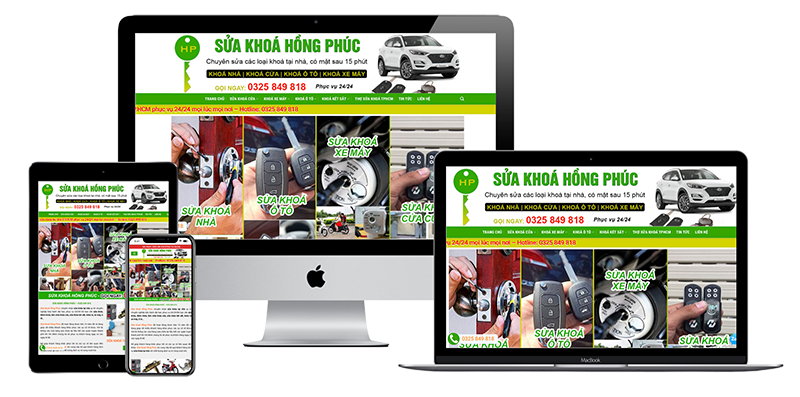 Giao diện website sửa khoá Hồng Phúc