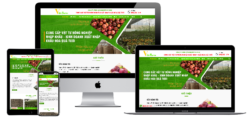 Giao diện website công ty nông nghiệp Vibifarm