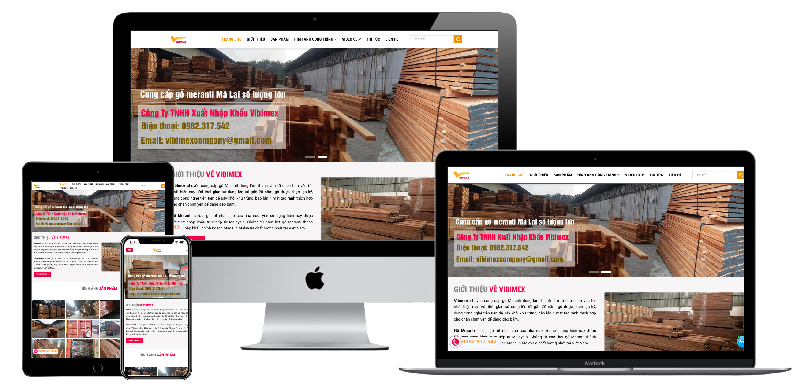 Giao diện website công ty xuất nhập khẩu gỗ Vibimex