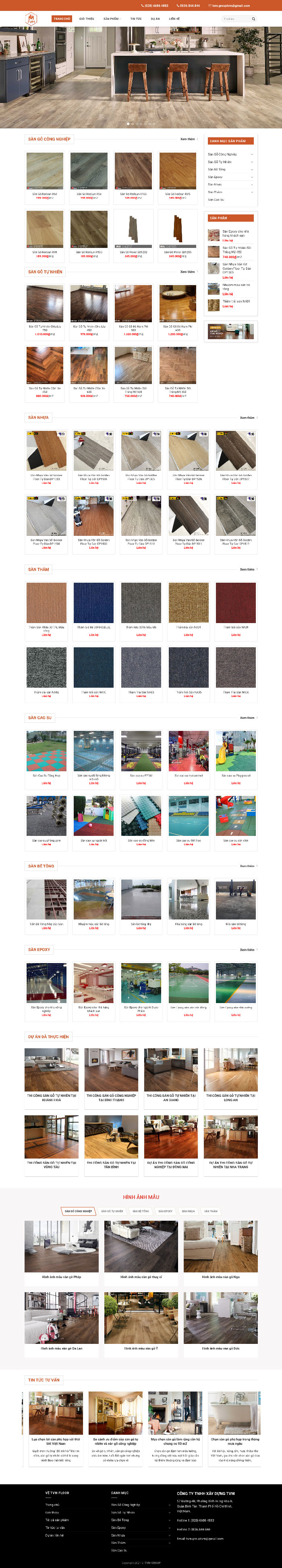Ảnh chụp toàn trang giao diện website kinh doanh sàn gỗ H151