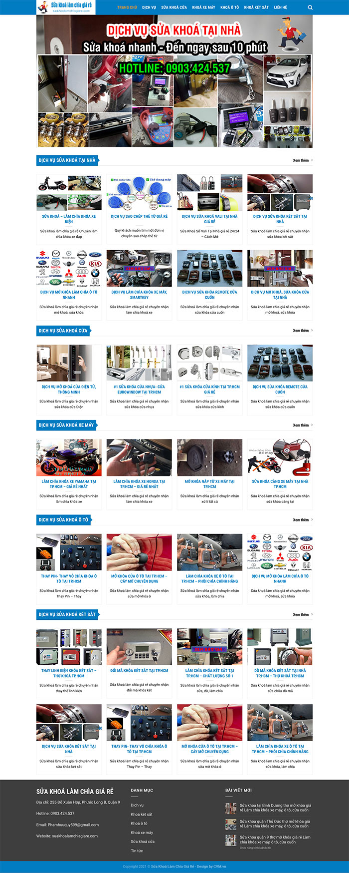 Ảnh chụp toàn trang giao diện website sửa khoá tại nhà giá rẻ D550