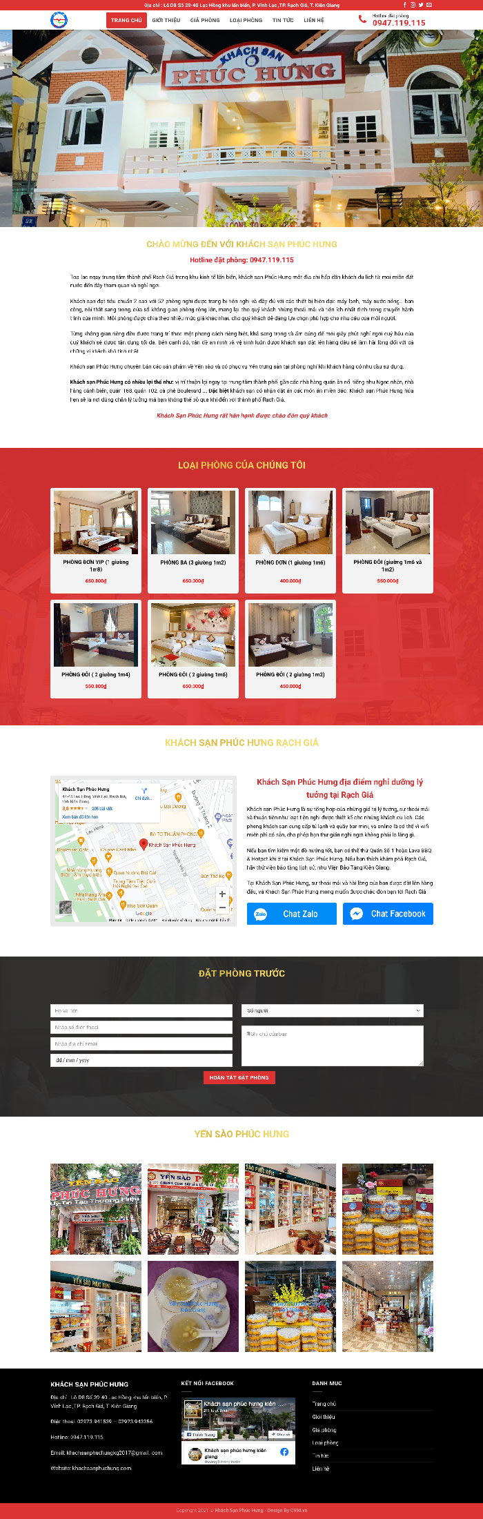 Ảnh chụp toàn trang giao diện website khách sạn Phúc Hưng Kiên Giang D556