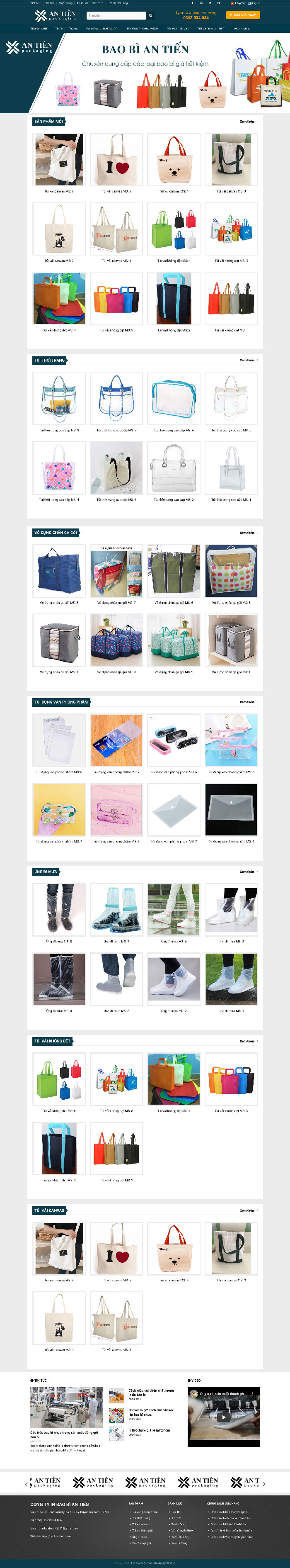 Ảnh chụp toàn trang giao diện website công ty bao bì D558