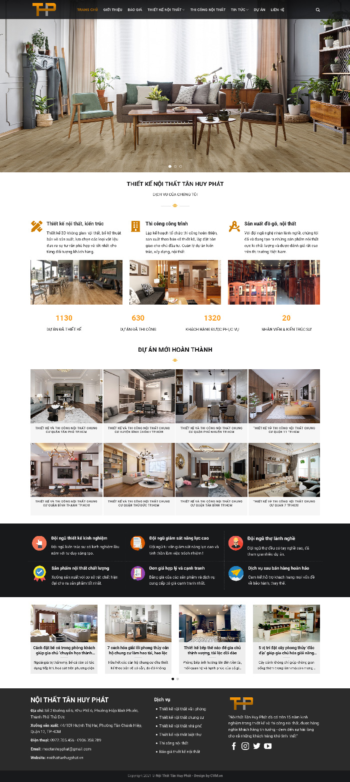 Ảnh chụp toàn trang giao diện website thiết kế thi công nội thất D569