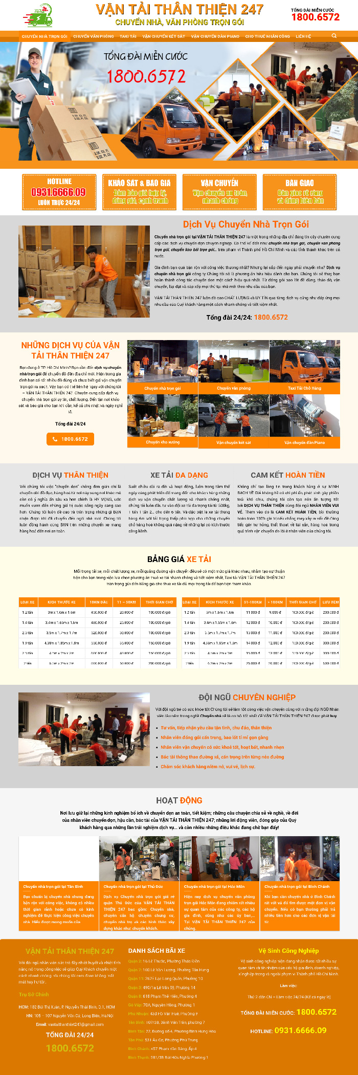 Ảnh chụp toàn trang giao diện website công ty chuyển nhà D570
