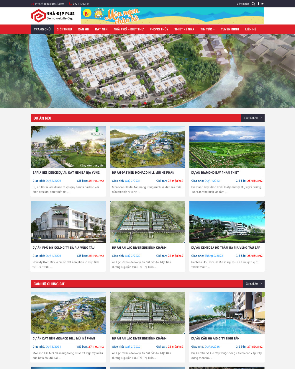 Mẫu website bất động sản Nhà Đẹp Plus
