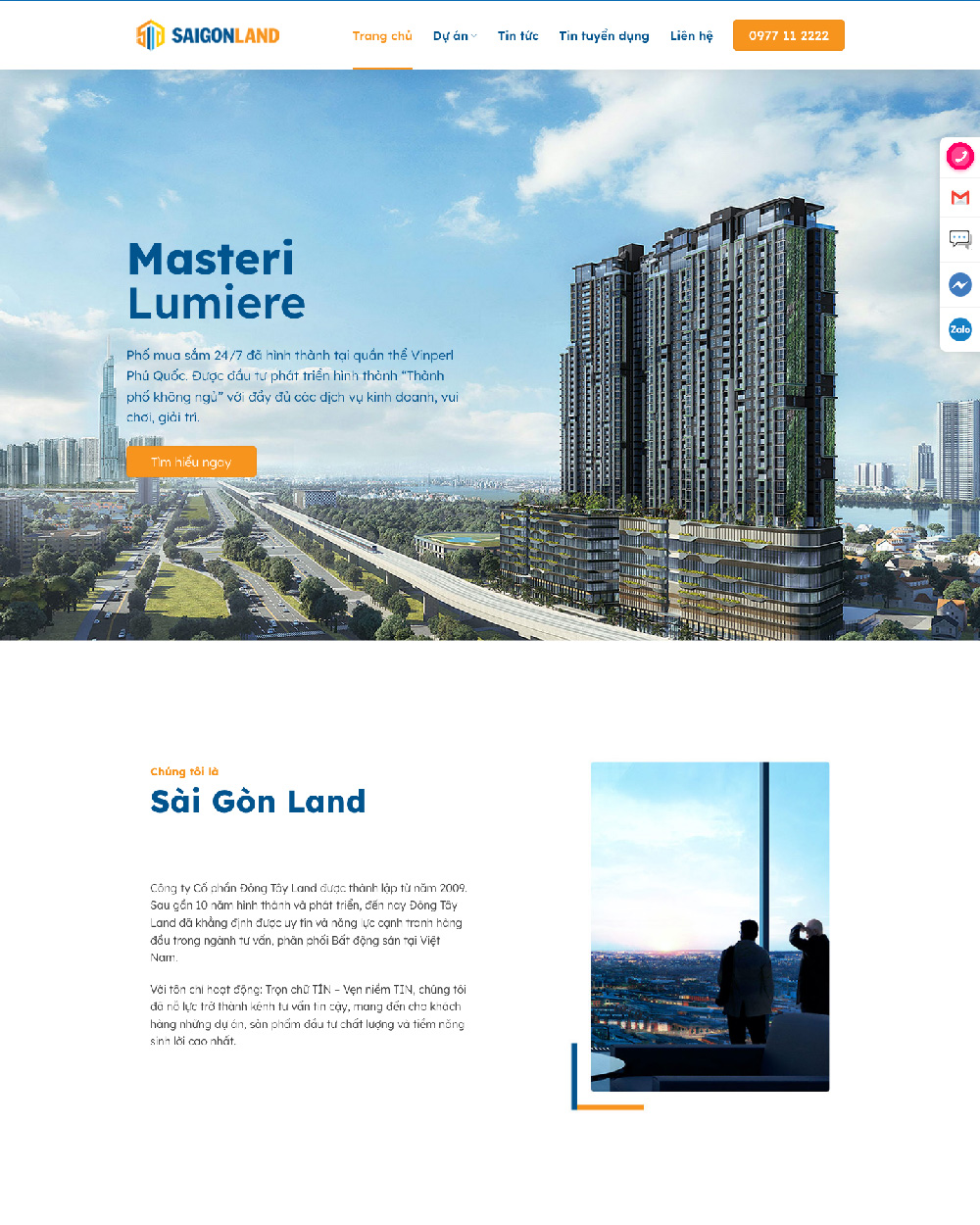 Mẫu website bất động sản Sài Gòn Land