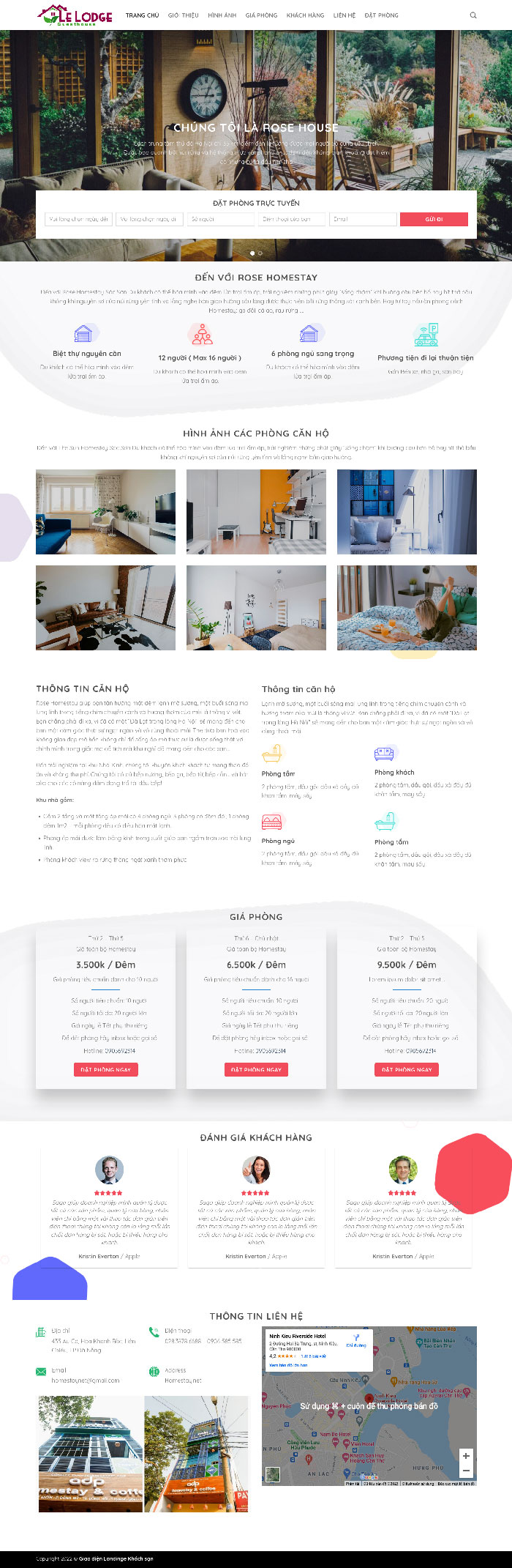 Ảnh chụp toàn trang giao diện website cho thuê nhà Homestay D2189