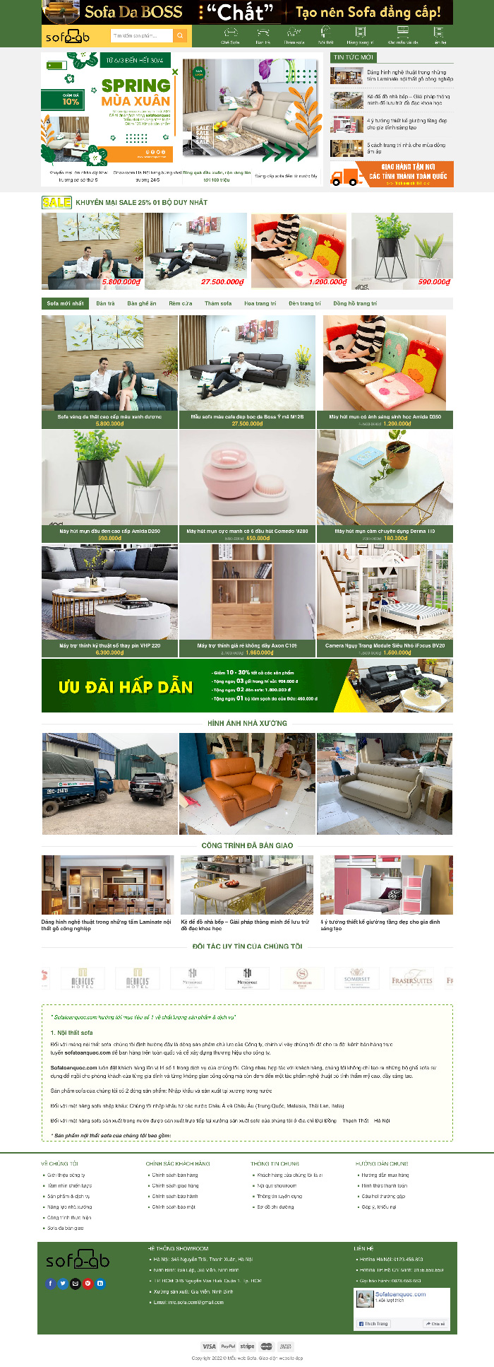 Ảnh chụp toàn trang giao diện website bán ghế sofa H1567
