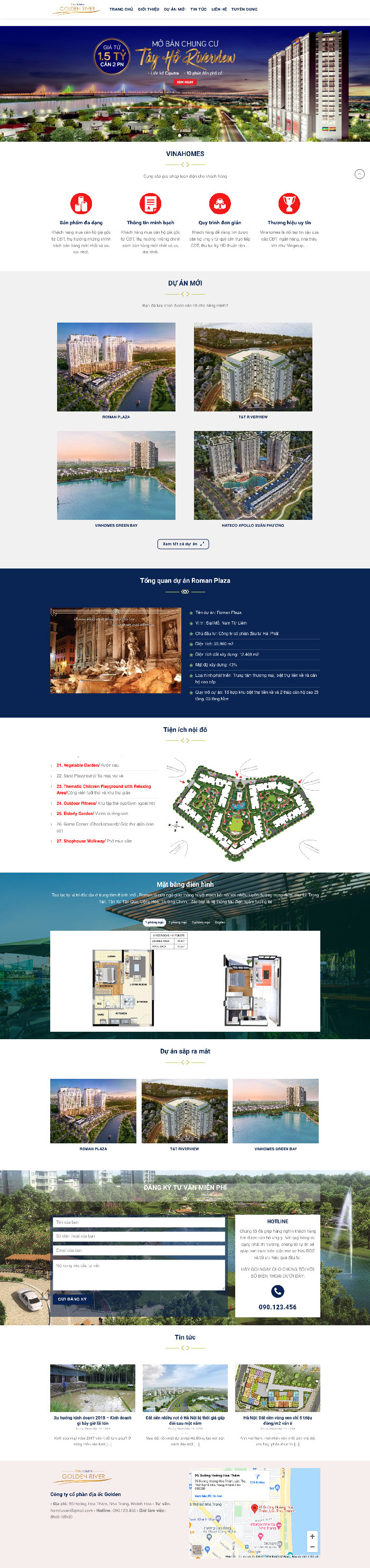 Ảnh chụp toàn trang giao diện website bất động sản mẫu D1427a