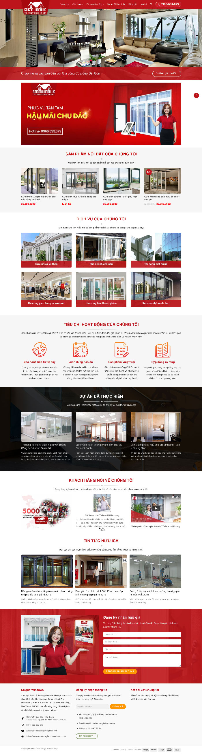 Ảnh chụp toàn trang giao diện website công ty cửa nhôm kính D2169