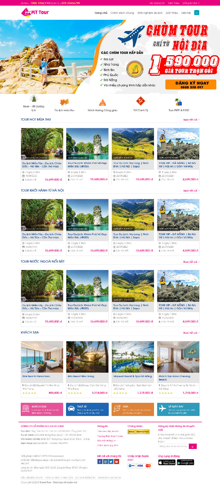 Ảnh chụp toàn trang giao diện website du lịch my tour D1911a