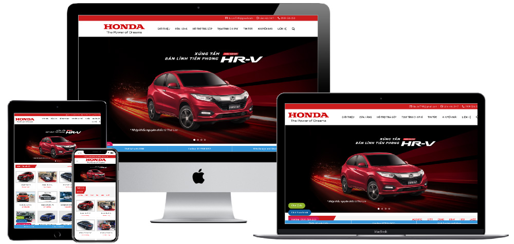 Giao diện webiste bán ô tô Honda