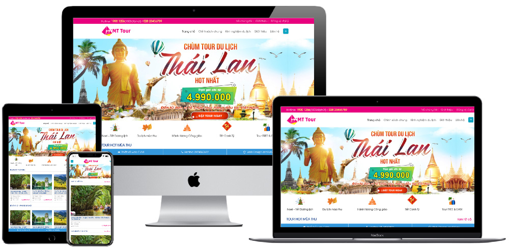 Giao diện website du lịch đặt tour MT