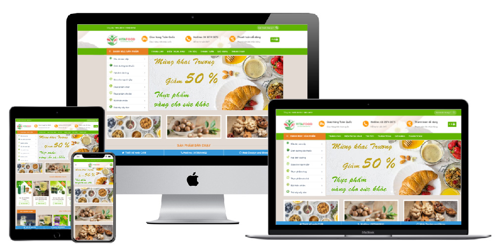 Giao diện website bán hạt dinh dưỡng, thực phẩm