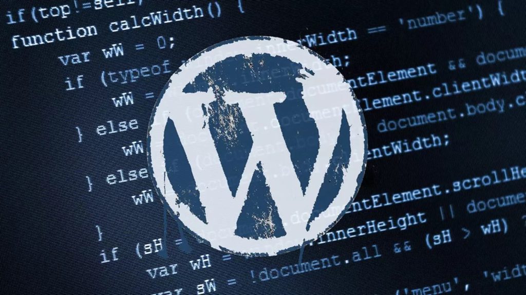 Logo WordPress trên nền mã nguồn lập trình website
